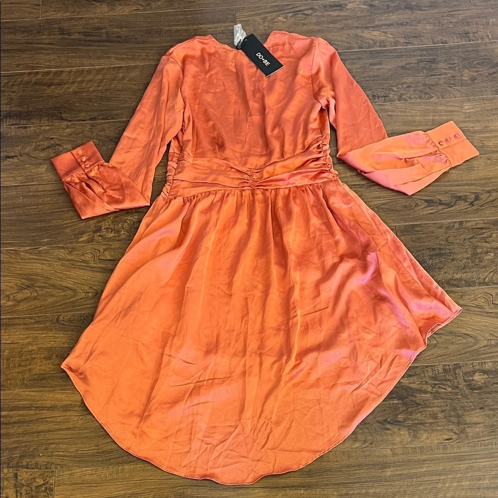 NWT DO+BE Elegant Orange Long Sleeve Dress - Picture 6 of 12